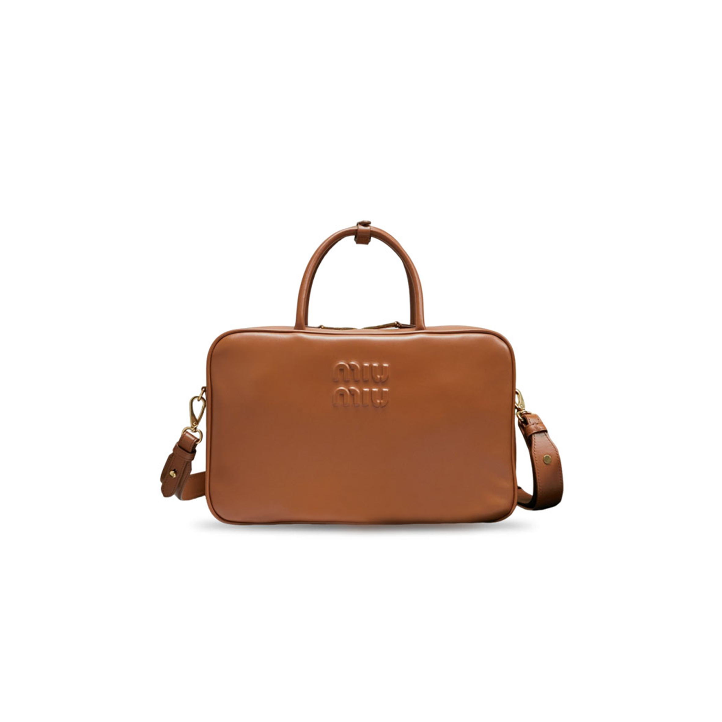 MIU MIU EMBOSSED LEATHER SHOULDER BAG 5BB117 (34*21*12cm)